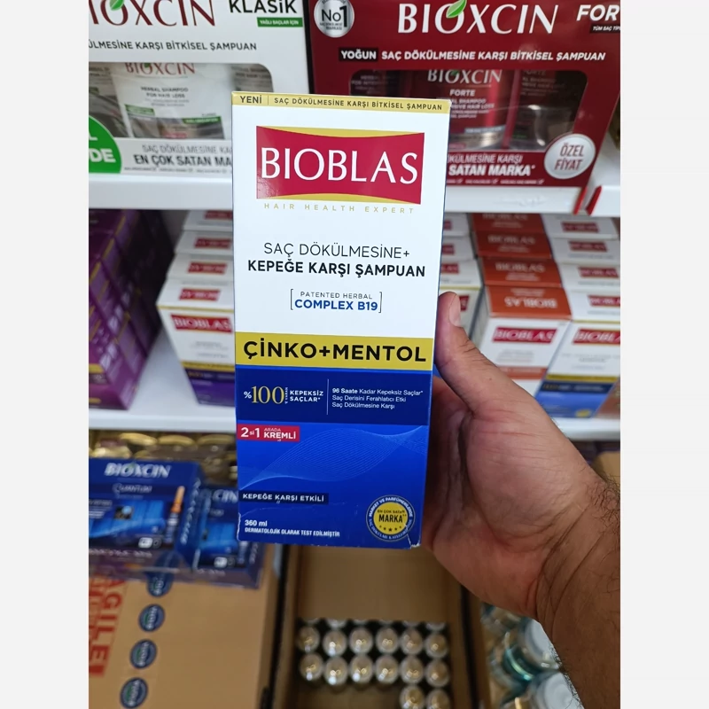 شامپو بیوبلاس ضد شوره و ضد ریزش 2in1 حاوی روی و منتول حجم 360 میل