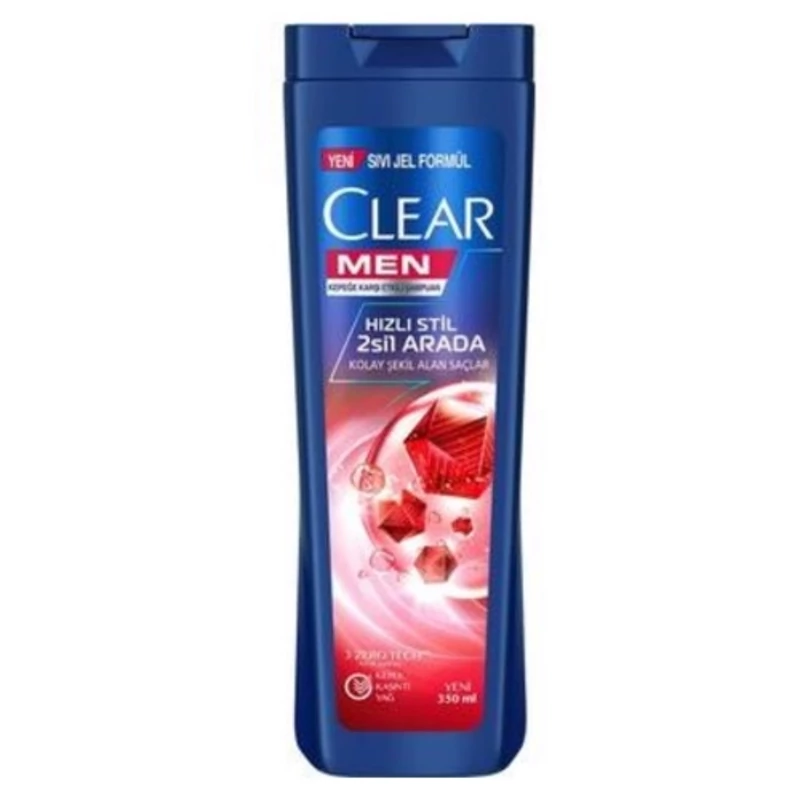 شامپو کلیر ترکیه مردانه ضد شوره مدل Hizli Stil 2 in 1 حجم 350 میل