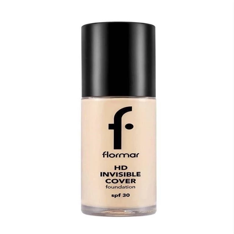 کرم پودر فلورمار Invisible Cover HD Foundation SPF 30 با پوشش سبک و درخشان طبیعی