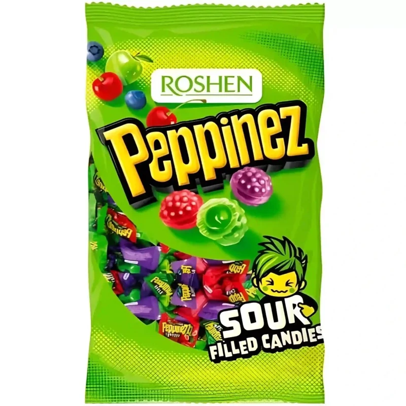 آبنبات ترش روشن پپینز میکس میوه ای Roshen وزن 900 گرم