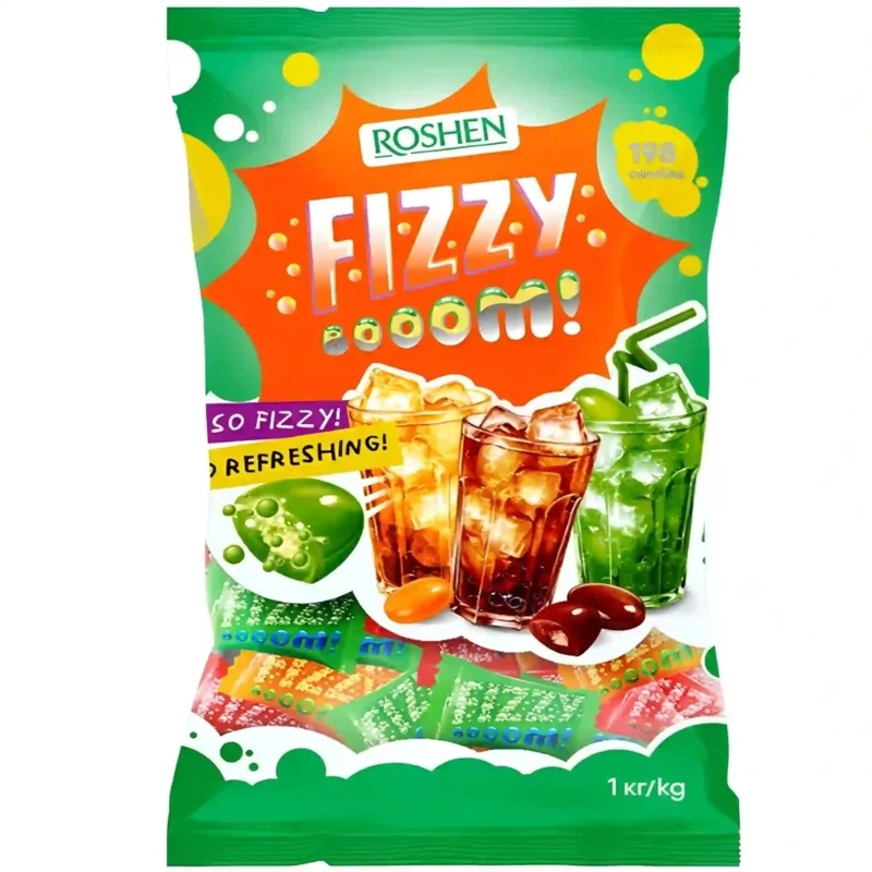 آبنبات گازدار روشن فیزی بوم میکس Roshen بسته 1 کیلویی