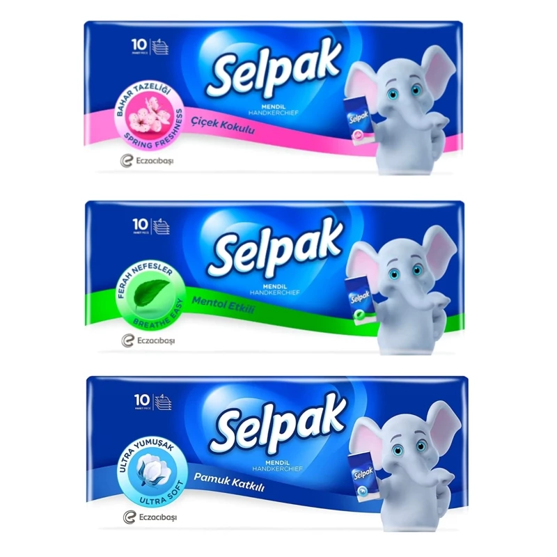 دستمال کاغذی جیبی سلپاک Selpak بسته 10 عددی