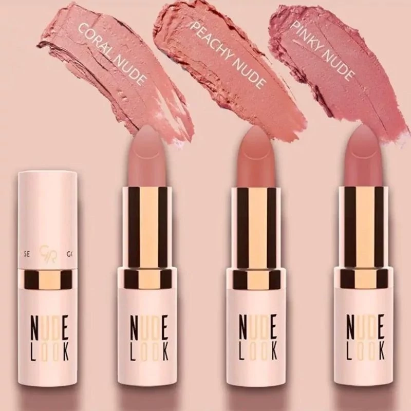 رژ لب جامد مات گلدن رز مدل Nude Look کد 02