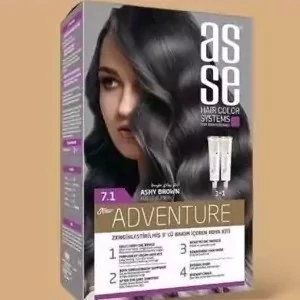 رنگ مو بدون آمونیاک قهوه ایی خاکستری (7.1)asse