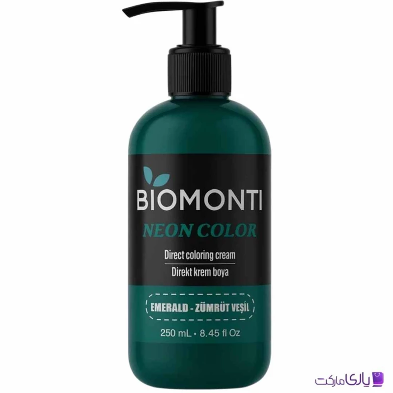 شامپو رنگ بیومونتی Biomonti مدل neon color رنگ نئون سبز زمردی حجم 250 میل
