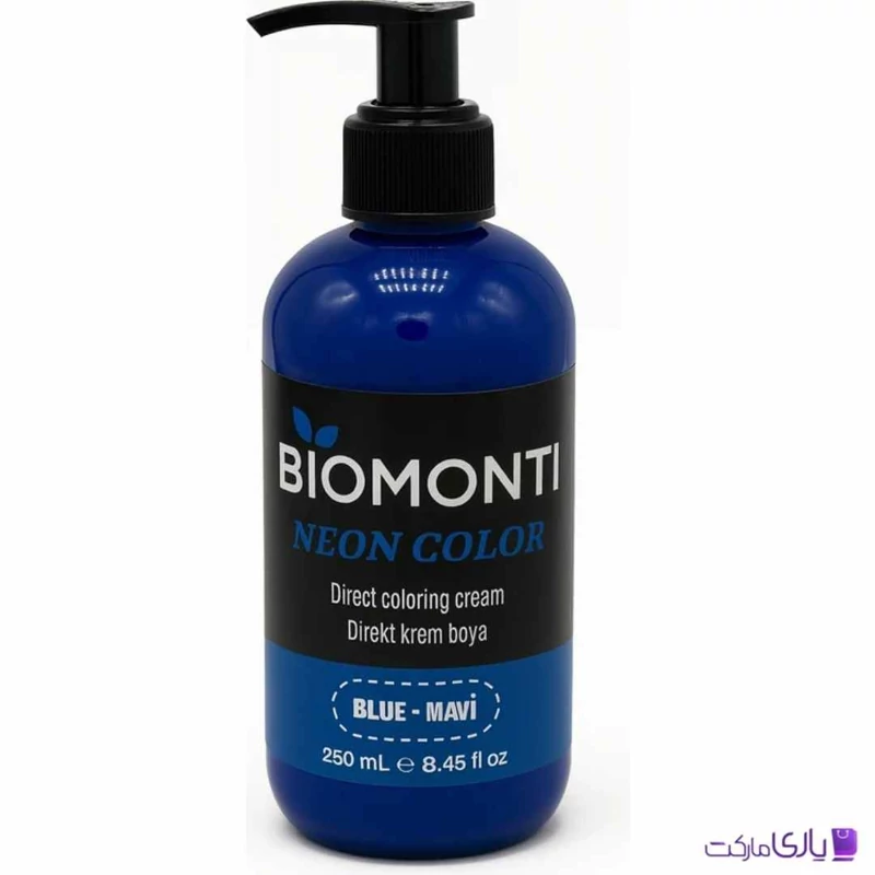 شامپو رنگ بیومونتی Biomonti مدل neon color رنگ نئون آبی حجم 250 میل