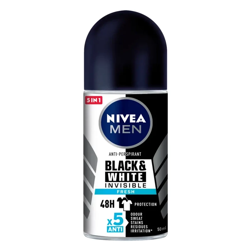 مام رولی مردانه نیوا Nivea مدل Black  White Invisible Fresh حجم 50 میل