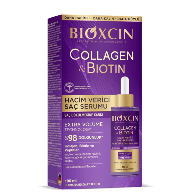 سرم مو ضد ریزش و حجم دهنده بیوکسین BIOXCIN حاوی کلاژن و بیوتین حجم 100 میل