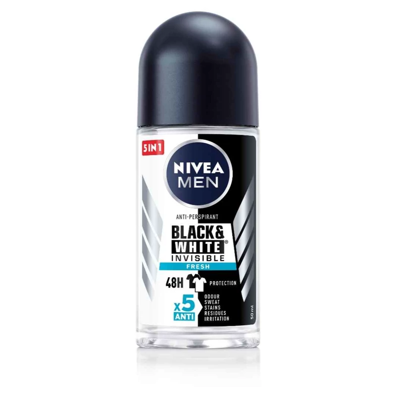 رول ضد تعریق مردانه نیوآ مدل Black & White Invisible Fresh حجم 50 میل