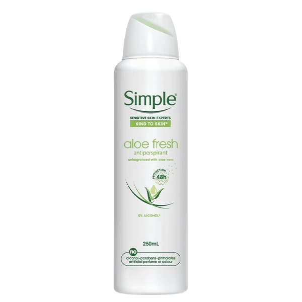 اسپری ضد تعریق سیمپل مدل Aloe Fresh Antiperspirant با رایحه آلوئه ورا حجم 250 میل