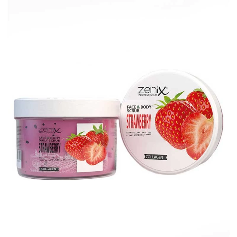 اسکراب توت فرنگی زنیکس Zenix مناسب صورت و بدن حجم 275 میل
