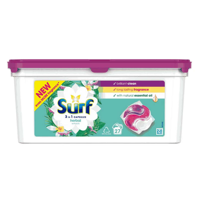 قرص ماشین لباسشویی هلندی سارف Surf مدل Coconut Bliss 3 in 1 با رایحه گل بسته 27 عددی