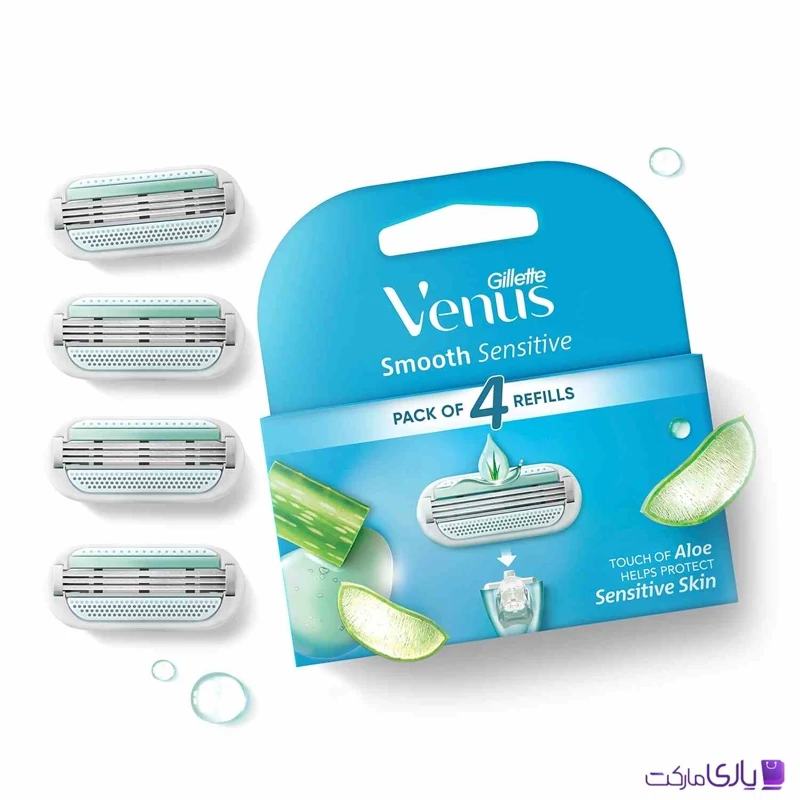 تیغ یدک خود تراش ژیلت ونوس مدل Smooth Sensitive Sensitive Skin  بسته 4 عددی