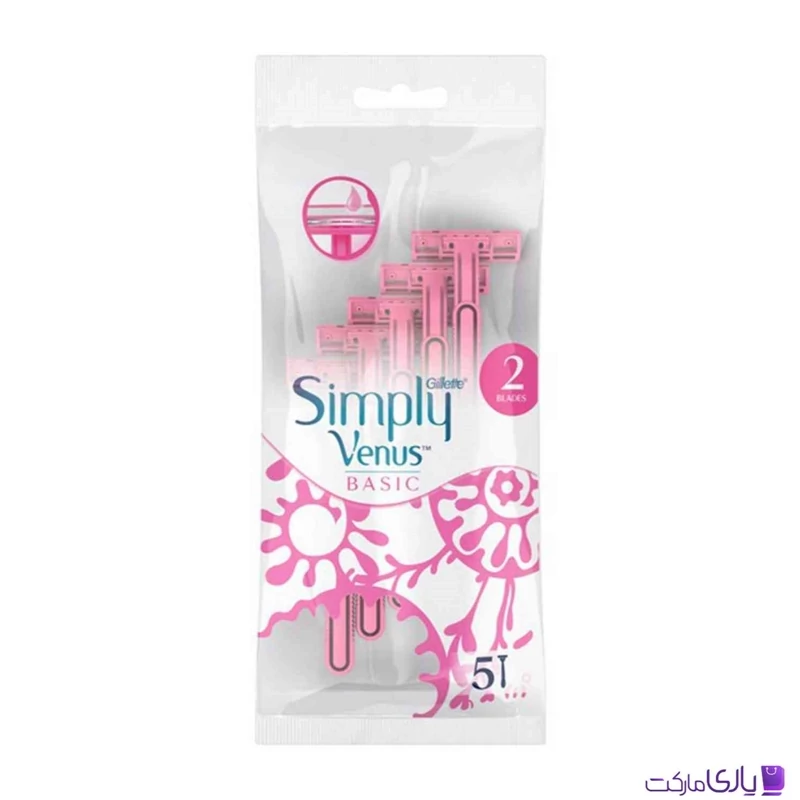 خود تراش زنانه ژیلت مدل Simply Venus Basic بسته 5 عددی