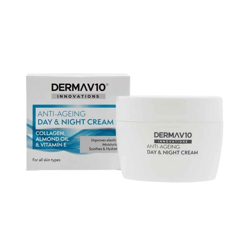 کرم روز شب درماویتن Derma V10 حاوی کلاژن مناسب انواع پوست ها 50 میل
