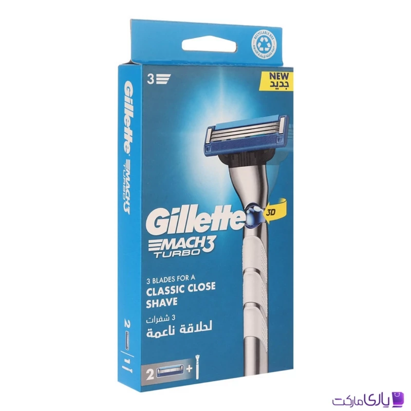 خود تراش مردانه ژیلت مدل MACH3 TURBO به همراه یک یدک