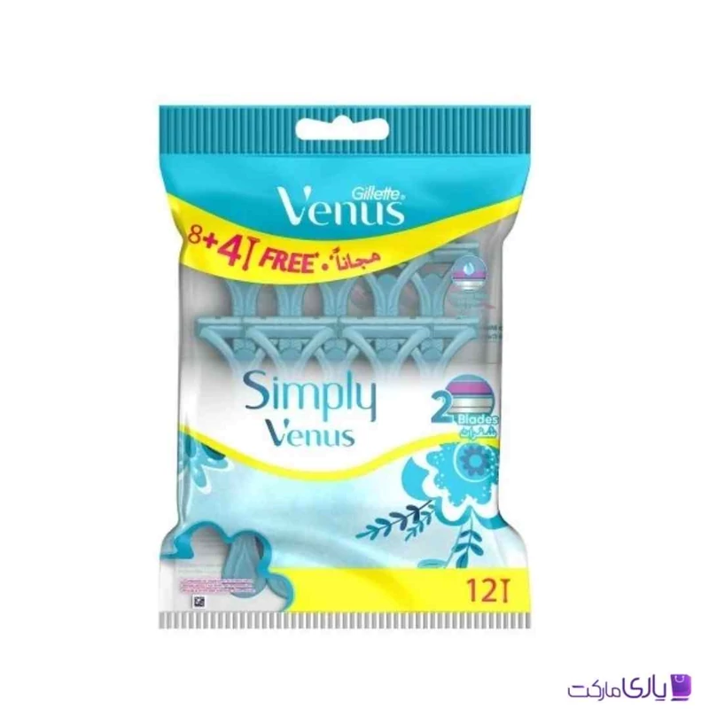 خود تراش زنانه ژیلت مدل Simply Venus بسته 12 عددی