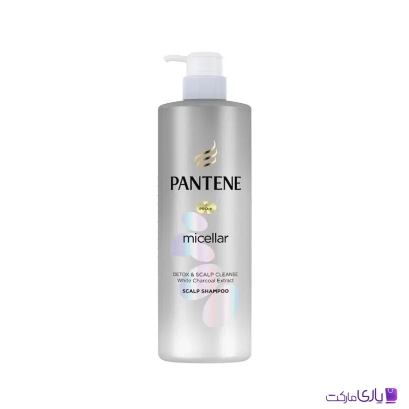 شامپو میسلار تنظیم چربی و شوره پنتن مدل Detox And Scalp Cleanse White Charcoal Extract ذغال سفید حجم 530 میل