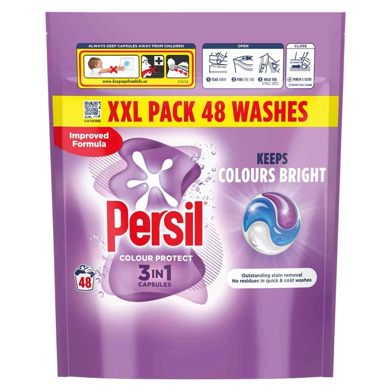 قرص ماشین لباسشویی  پرسیل Persil 3 in 1 colours bright مناسب لباس های رنگی بسته 48 عددی