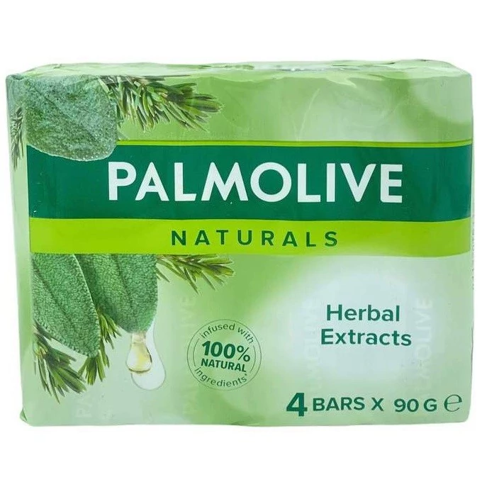 صابون پالمولیو Naturals با عصاره‌های گیاهی و پاکسازی ملایم و احیاکننده بسته 4 عددی 90 گرمی