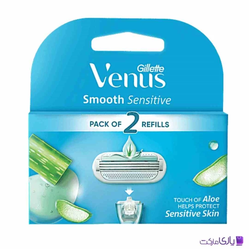 تیغ یدک خود تراش ژیلت ونوس مدل Smooth Sensitive Touch of Aloe بسته 2 عددی