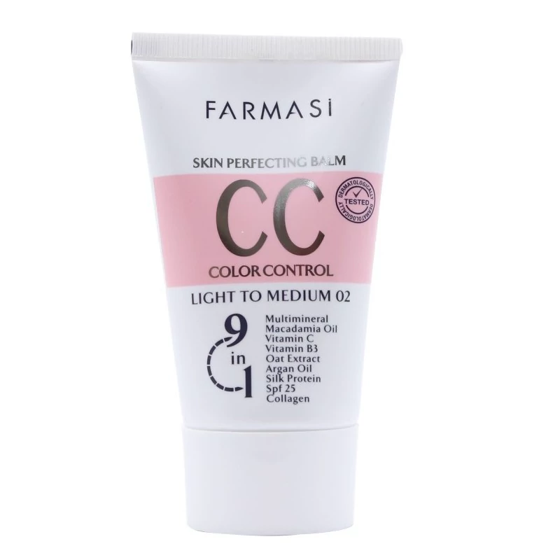 کرم سی سیCC فارماسی حجم 50 میل رنگ 02-روشن تا متوسط فارماسی اصلی ساخت ترکیه  Farmasi CC Cream02
