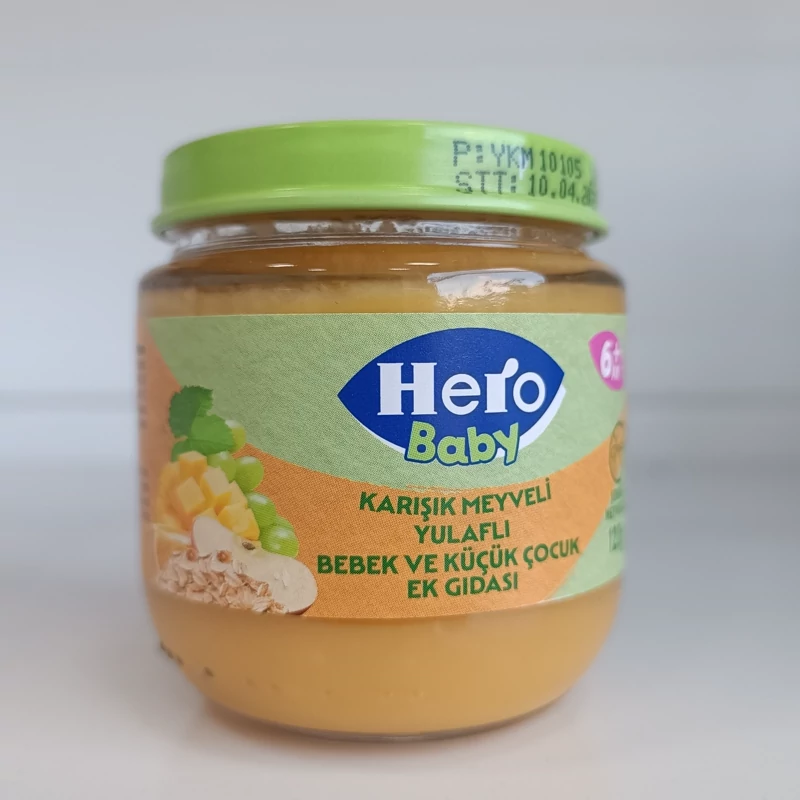پوره مخلوط چند میوه با جو دوسر بدون شکر افزوده 120 گرمی هرو بیبی Hero Baby