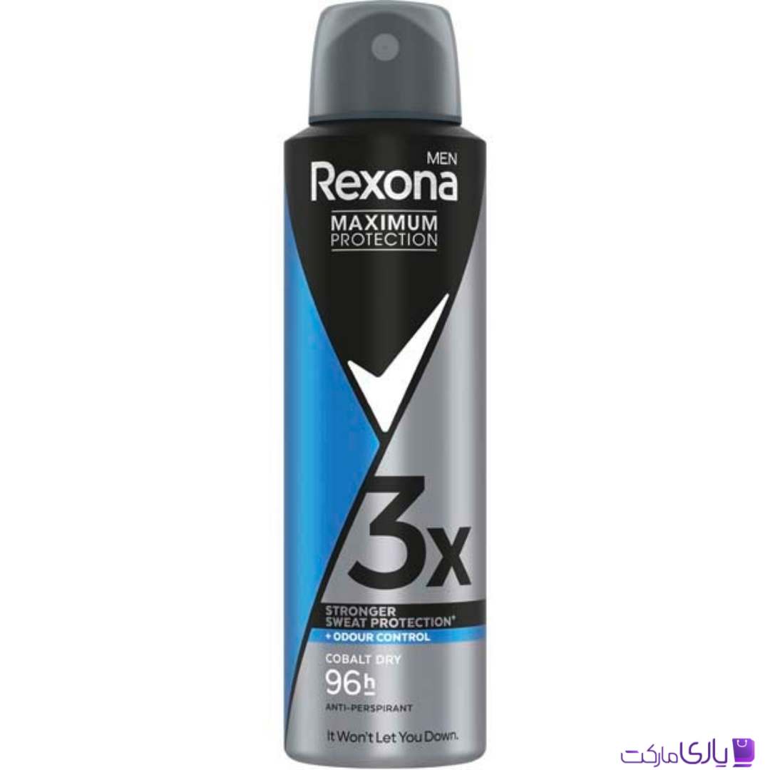 اسپری ضدتعریق مردانه رکسونا مدل Maximum Protection Cobalt Dry محافظت 96 ساعته حجم 150 میل