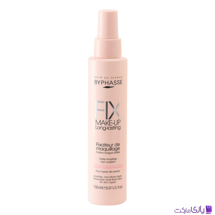 اسپری فیکس و تثبیتکننده آرایش بایفاس مدل Fix Make-Up Long-Lasting حاوی گلاب و آلوئهورا حجم 150 میل