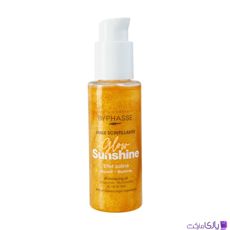 روغن اکلیلی تغذیهکننده و مغذی بدن و مو بایفاس مدل Glow Sunshine با اثر ساتنی حجم 100 میل