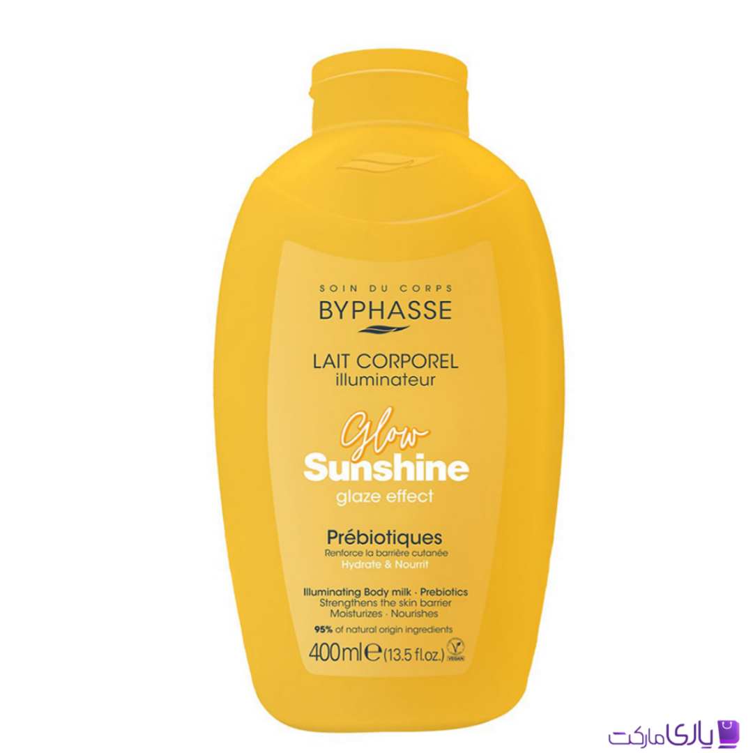 شیر بدن روشنکننده بایفاس Lait Corporel مدل Glow Sunshine حجم 400 میل