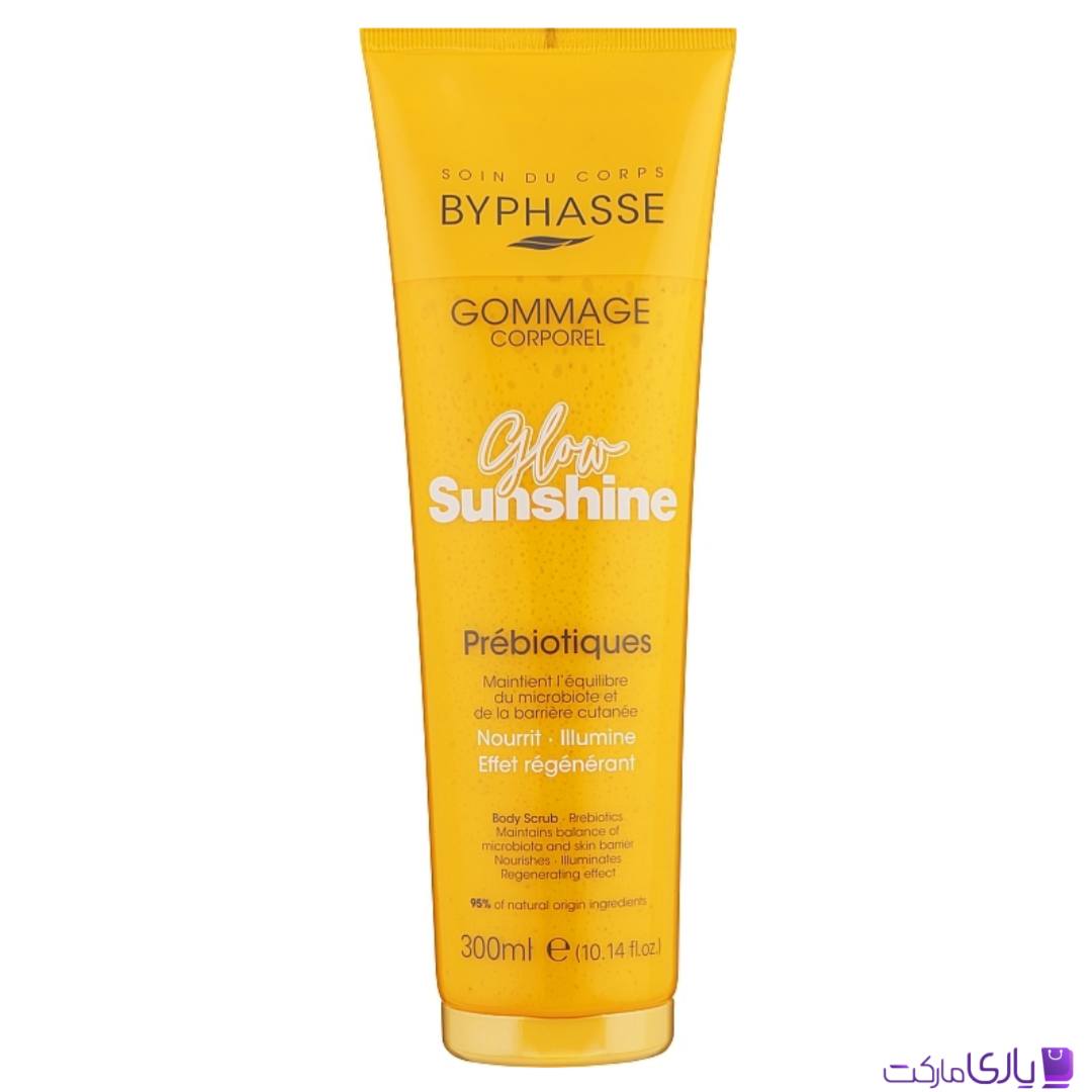 اسکراب و لایهبردار بدن بایفاس مدل Glow Sunshine با خاصیت درخشانکننده و بازسازیکننده پوست حجم 300 میل