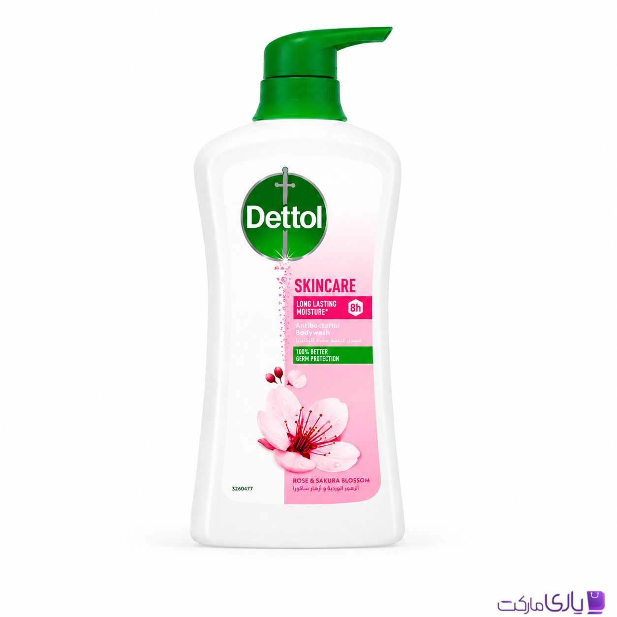 شامپو بدن آنتیباکتریال دتول مدل Skincare با رایحه رز و شکوفه گیلاس ساکورا حجم 700 میل