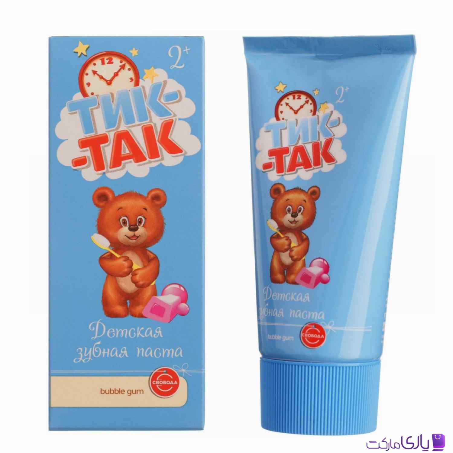 خمیر دندان کودک تیک تاک برند اسوبودا مدل Bubble Gum مناسب کودکان بالای 2 سال