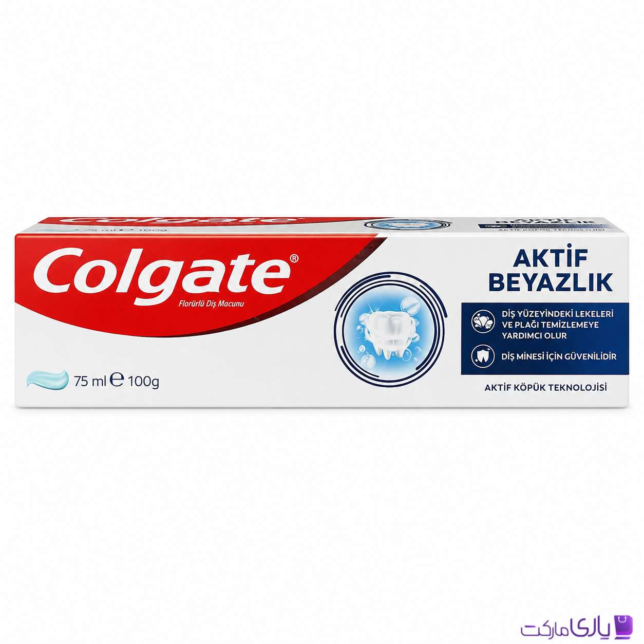 خمیردندان فلورایددار کلگیت مدل Aktif Beyazlık سفیدی فعال حجم 75 میل