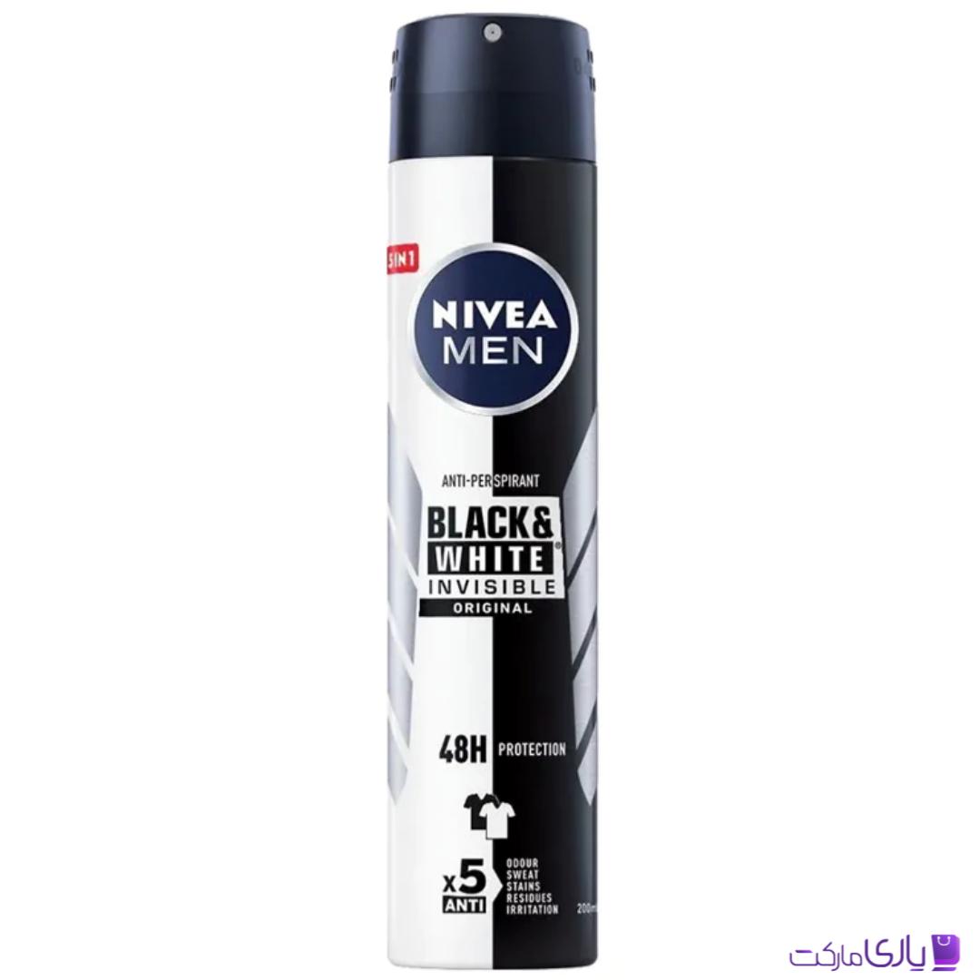اسپری ضد تعریق مردانه نیوآ مدل Black & White Invisible Original حجم 200 میل اروپایی