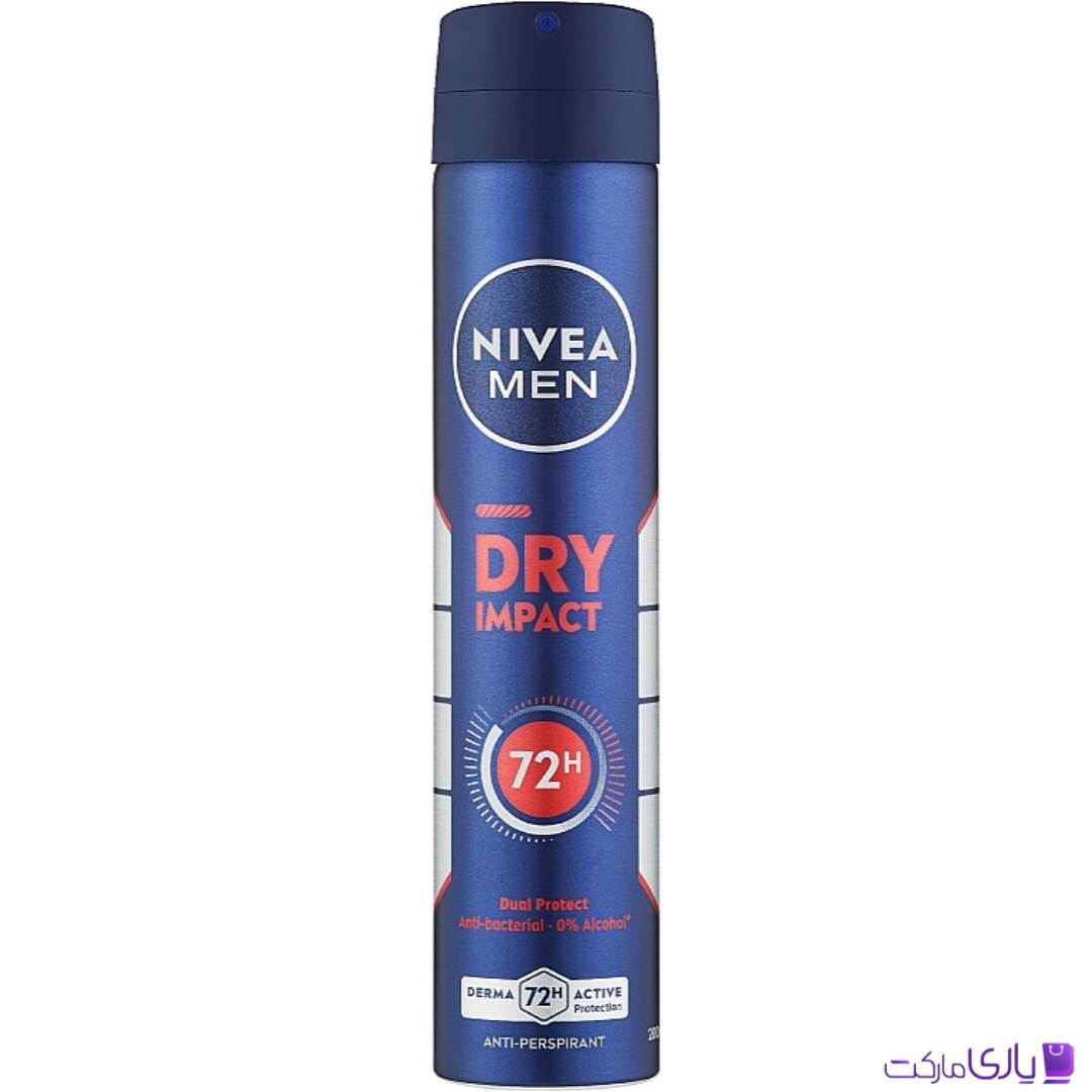 اسپری ضد تعریق مردانه نیوآ مدل Dry Impact 72H Dual Protect حجم 200 میل اروپایی