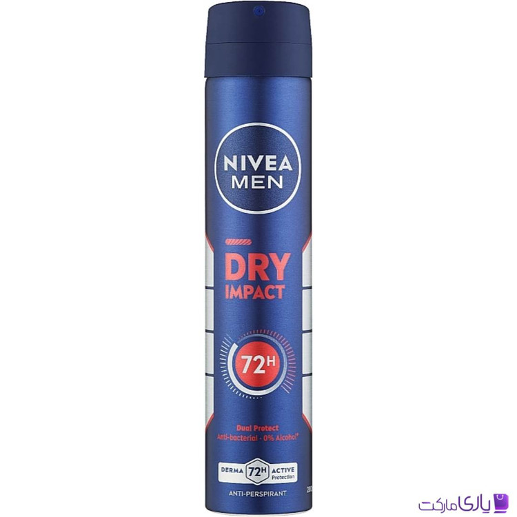 اسپری ضد تعریق مردانه نیوآ مدل Dry Impact 72H Dual Protect حجم 200 میل اروپایی