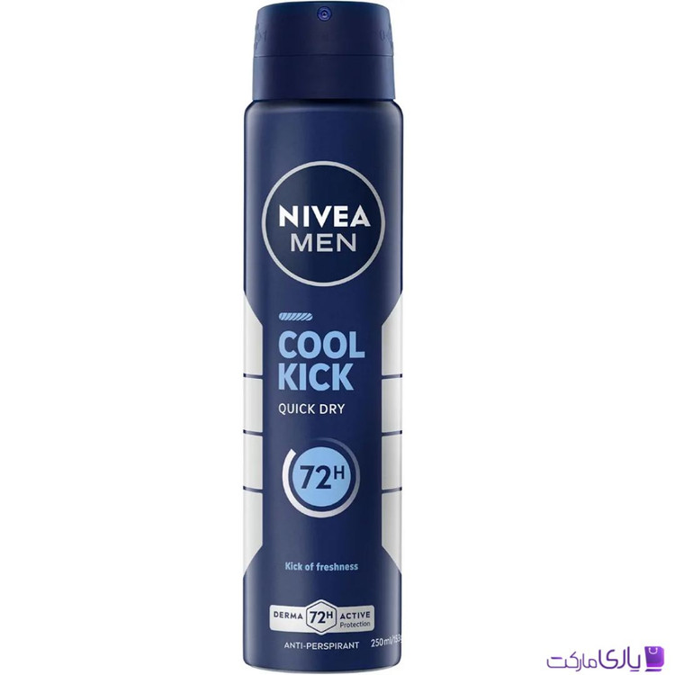 اسپری ضدتعریق مردانه نیوآ مدل Cool Kick Quick Dry با ماندگاری 72 ساعته حجم 200 میل اروپایی