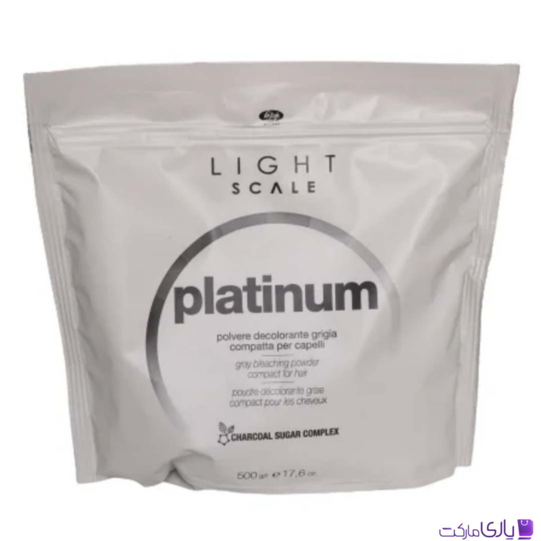 پودر دکلره خاکستری فشرده مو LIGHT SCALE Platinum با کمپلکس Charcoal Sugar Complex حجم 500 گرم