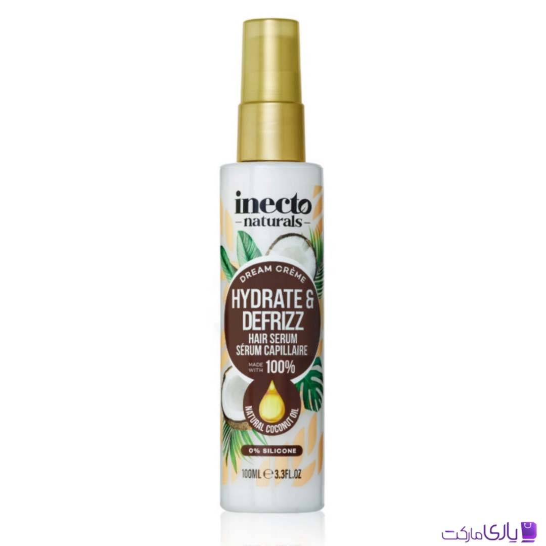 سرم مو اینکتو Inecto نارگیل مدل Hydrate And Defrizz آبرسان مو حجم 100 میل