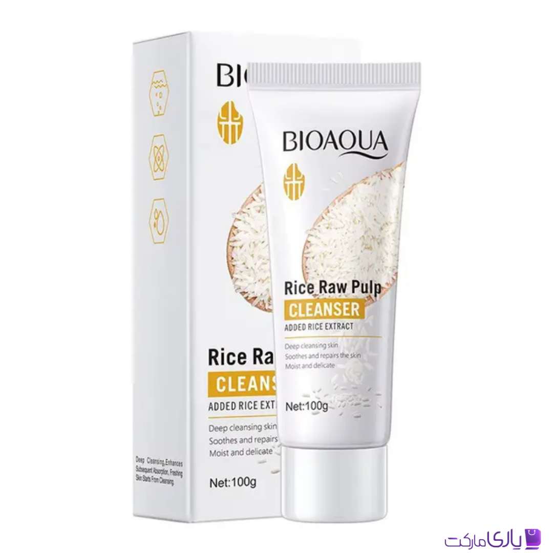 فوم شستشوی صورت بیوآکوا مدل Rice Raw Pulp حاوی عصاره برنج حجم 100 گرم