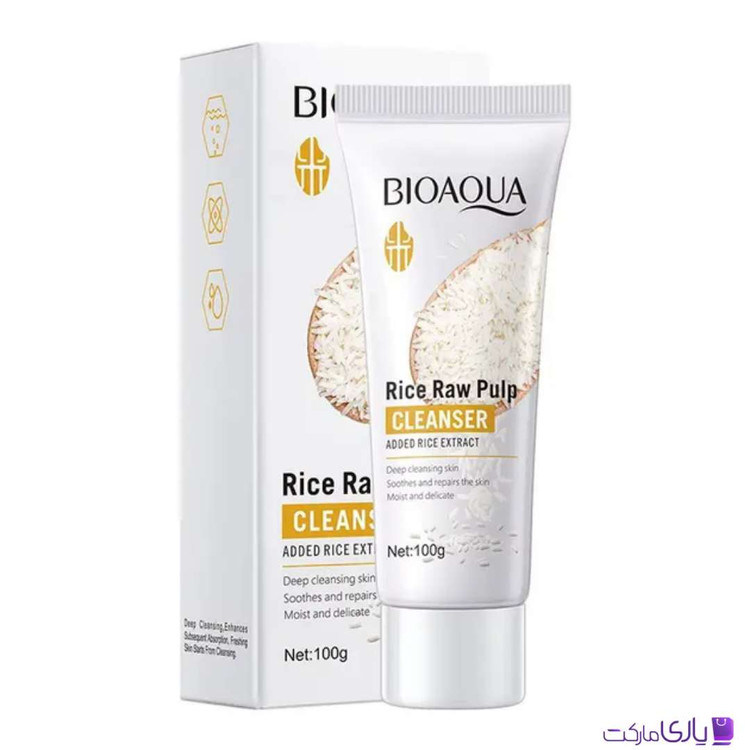 فوم شستشوی صورت بیوآکوا مدل Rice Raw Pulp حاوی عصاره برنج حجم 100 گرم