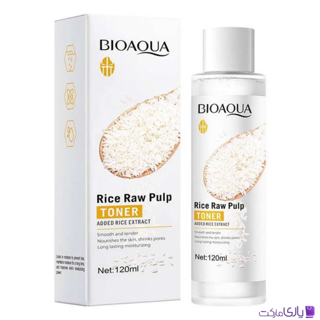 تونر برنج بیوآکوا مدل Rice Raw Pulp حاوی عصاره برنج طبیعی حجم 120 میل
