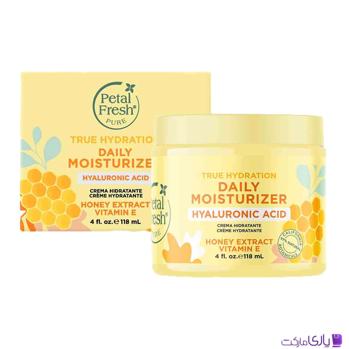 کرم مرطوبکننده روزانه آبرسان Petal Fresh Pure مدل True Hydration با اسید هیالورونیک، عصاره عسل و ویتامین E حجم 118 میل