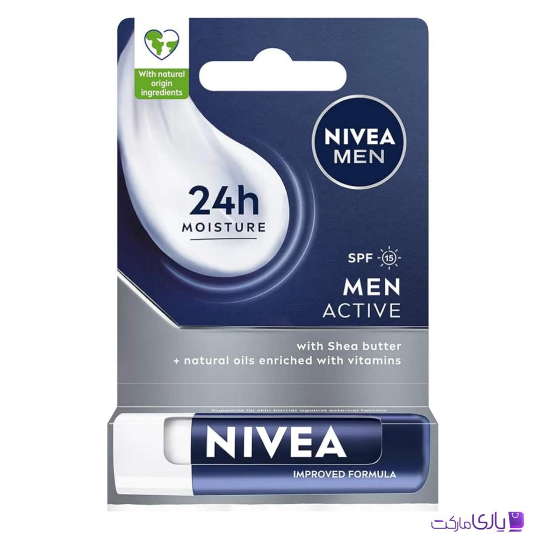 بالم لب مردانه نیوآ مدل MEN ACTIVE با SPF 15 و مرطوبکنندگی 24 ساعته