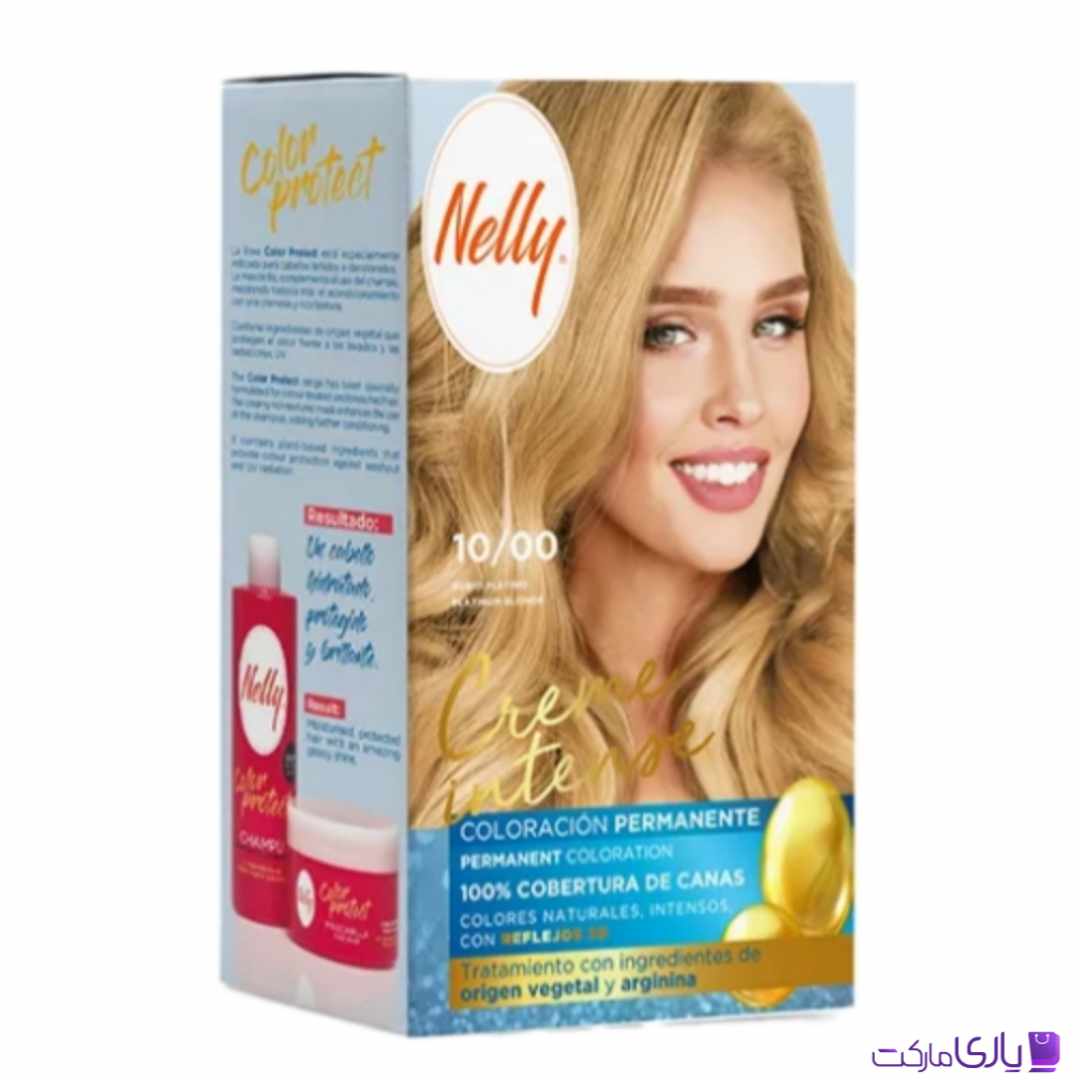 کیت رنگ مو بدون آمونیاک اسپانیایی نلی NELLY شماره 10/00 رنگ بلوند خیلی روشن