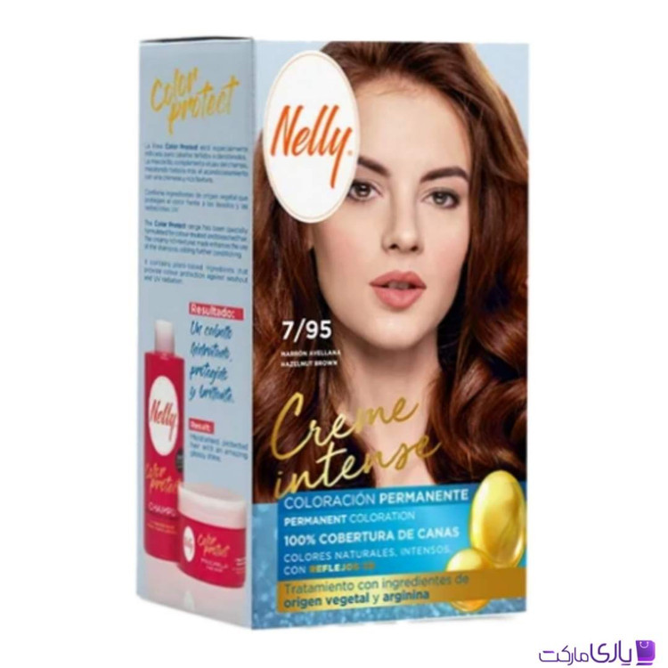 کیت رنگ مو بدون آمونیاک اسپانیایی نلی NELLY شماره 7/95 رنگ قهوهای فندقی
