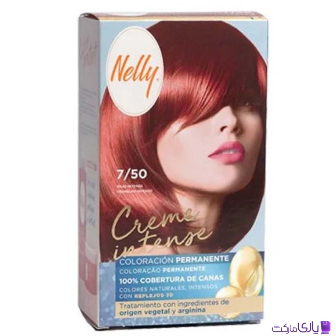 کیت رنگ مو بدون آمونیاک اسپانیایی نلی NELLY شماره 7/50 رنگ بلوند مسی قرمز