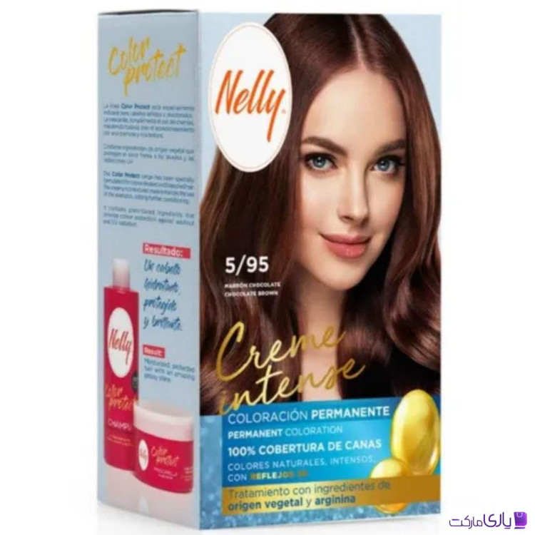 کیت رنگ مو بدون آمونیاک اسپانیایی نلی NELLY شماره 5/95 رنگ قهوهای شکلاتی